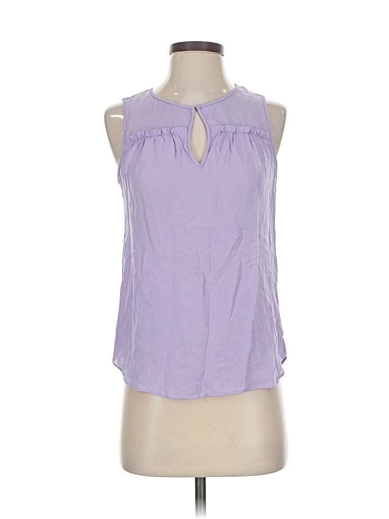 Pre-owned Diane Von Furstenberg Sleeveless Silk Top Purple Keyhole Neckline Tops