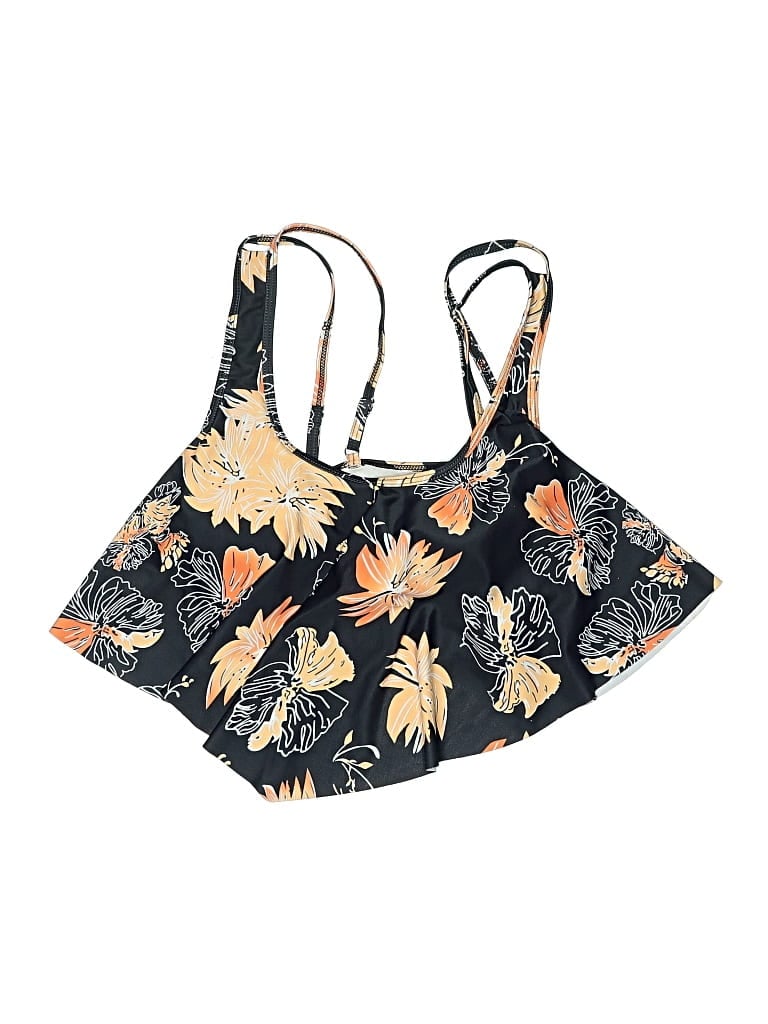 Pre-owned Unbranded Swimsuit Top Black Print Pattern Swimwear