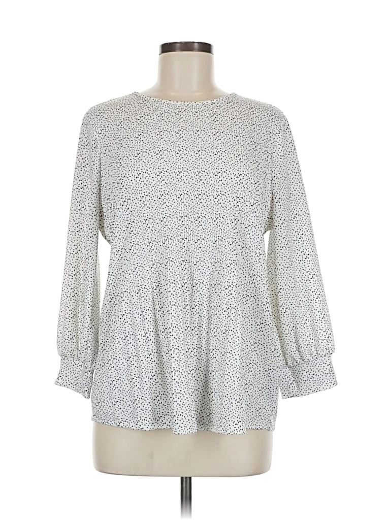 Pre-owned Adrianna Papell Long Sleeve Blouse In Gray