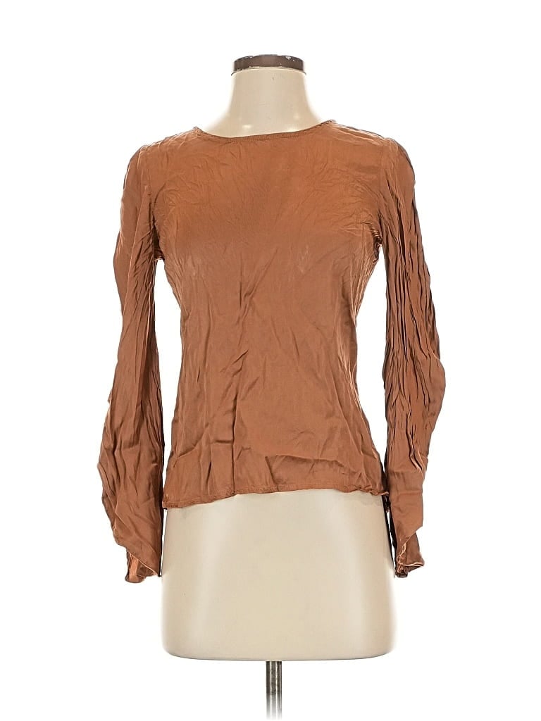 Pre-owned Young Fabulous & Broke Long Sleeve Blouse In Brown