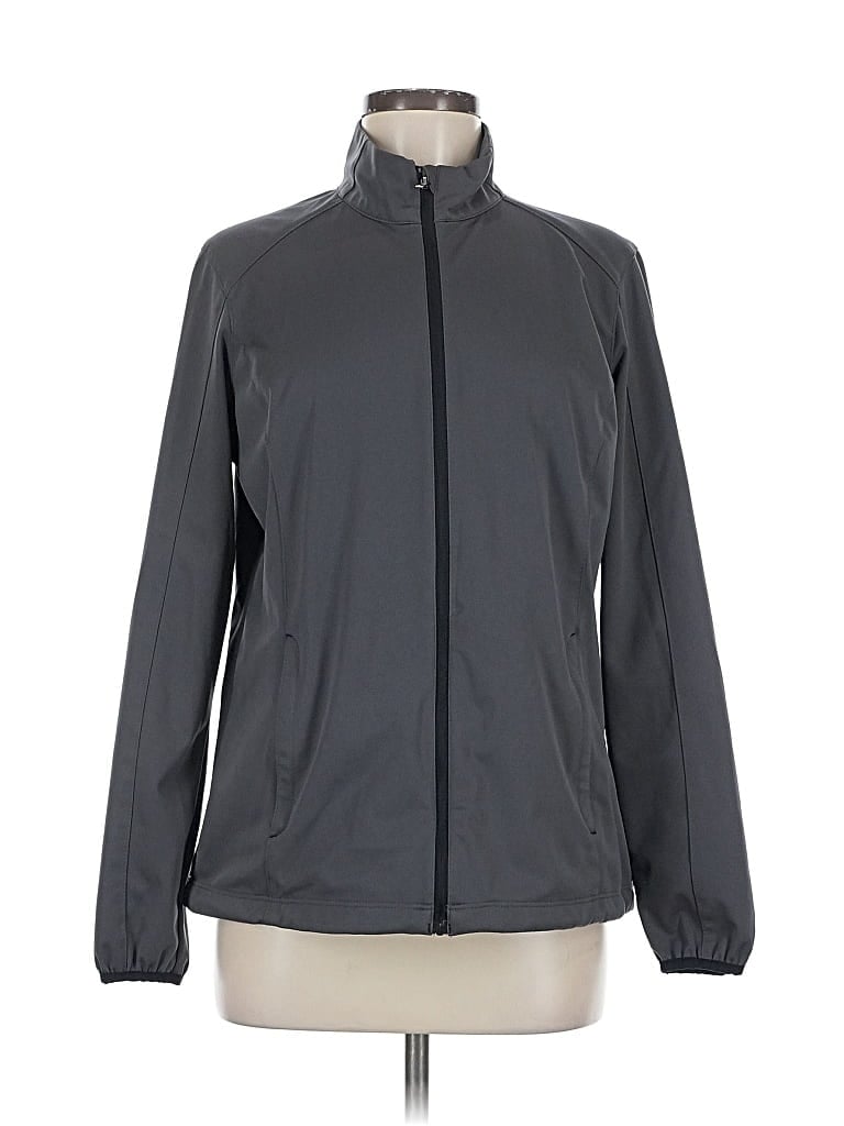 Pre-owned Port Authority Track Jacket In Gray