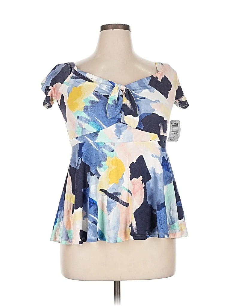 Torrid Short Sleeve Top Blue Sweetheart Neckline Tops