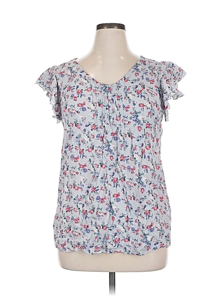 Pre-owned Suzanne Betro Short Sleeve Blouse In Blue