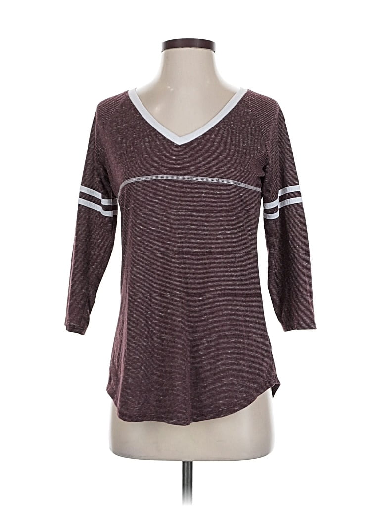 Pre-owned Nine Britton 3/4 Sleeve Top Burgundy V Neck Tops