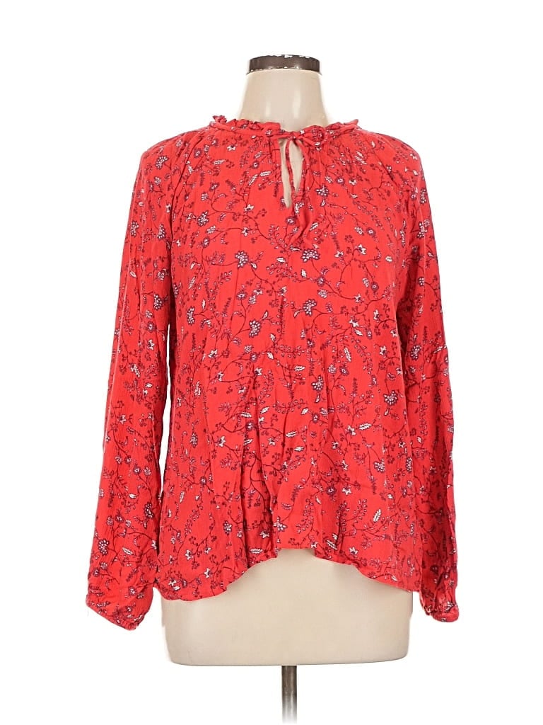 Pre-owned Gap Long Sleeve Blouse In Red