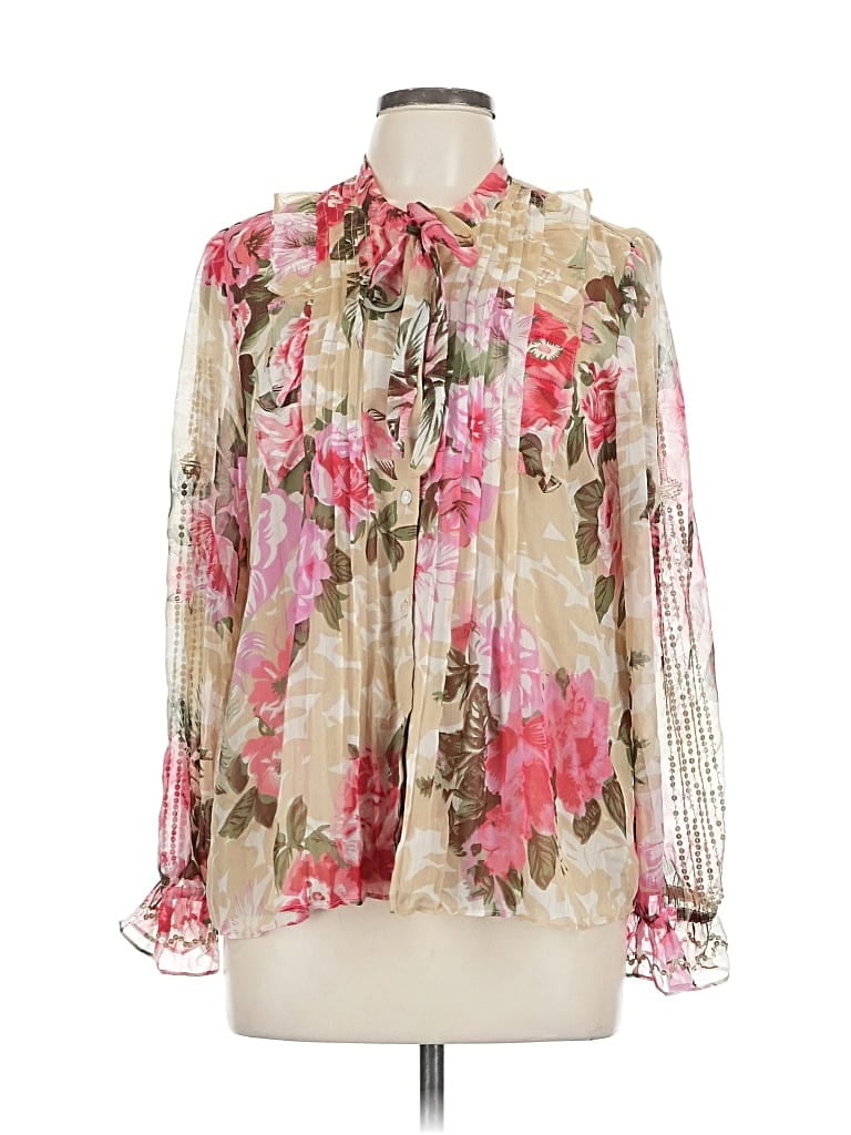 Pre-owned Ranna Gill Long Sleeve Blouse In Pink