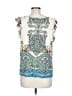 BILA 100% Rayon Blue Ivory Short Sleeve Blouse Size L - photo 2