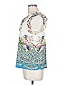 BILA 100% Rayon Blue Ivory Short Sleeve Blouse Size L - photo 5