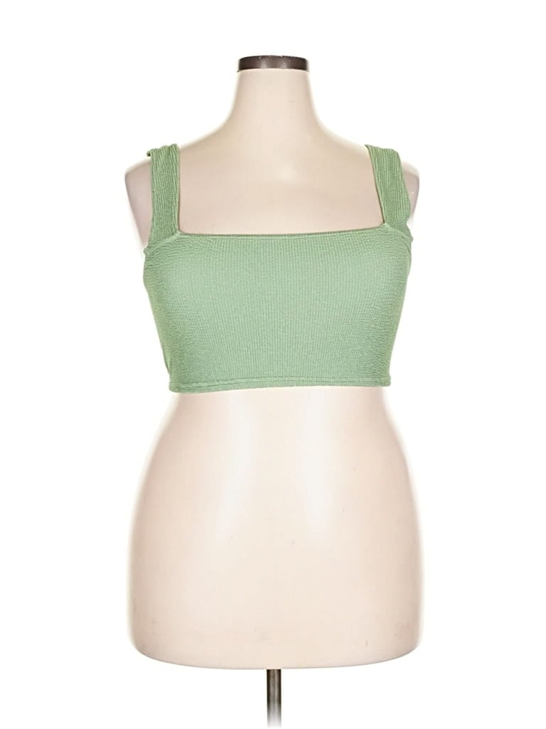Pre-owned Asos Design Tank Top Green Square Neckline Tops