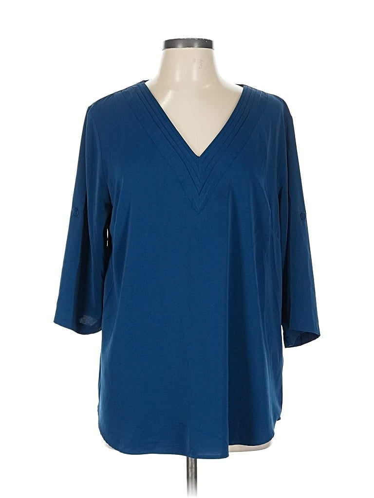 Pre-owned Bloomchic 3/4 Sleeve Blouse In Blue