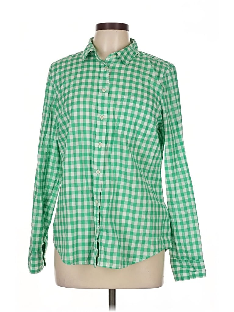 Pre-owned J.crew Factory Store Long Sleeve Button Down Shirt In Green