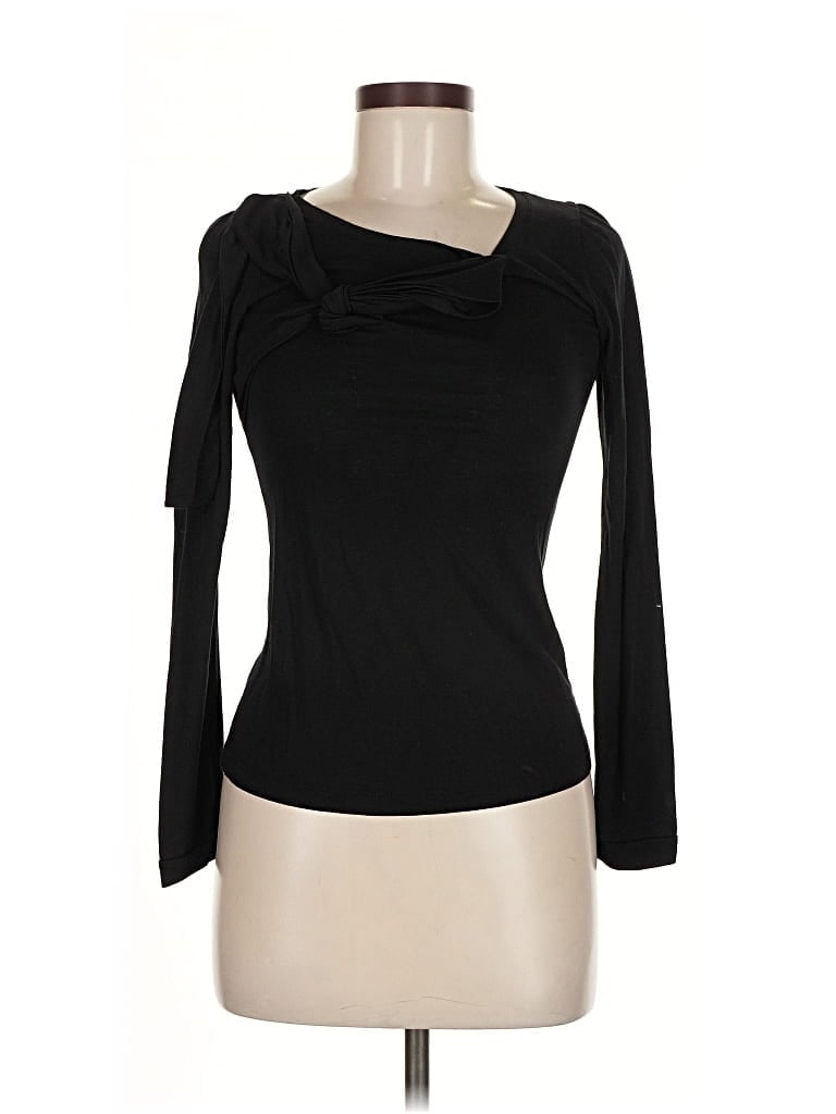 Pre-owned Zara Basic Long Sleeve Top Black One Shoulder Neckline Tops