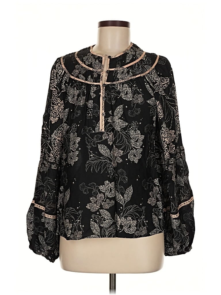 Pre-owned Caballero Long Sleeve Blouse In Black