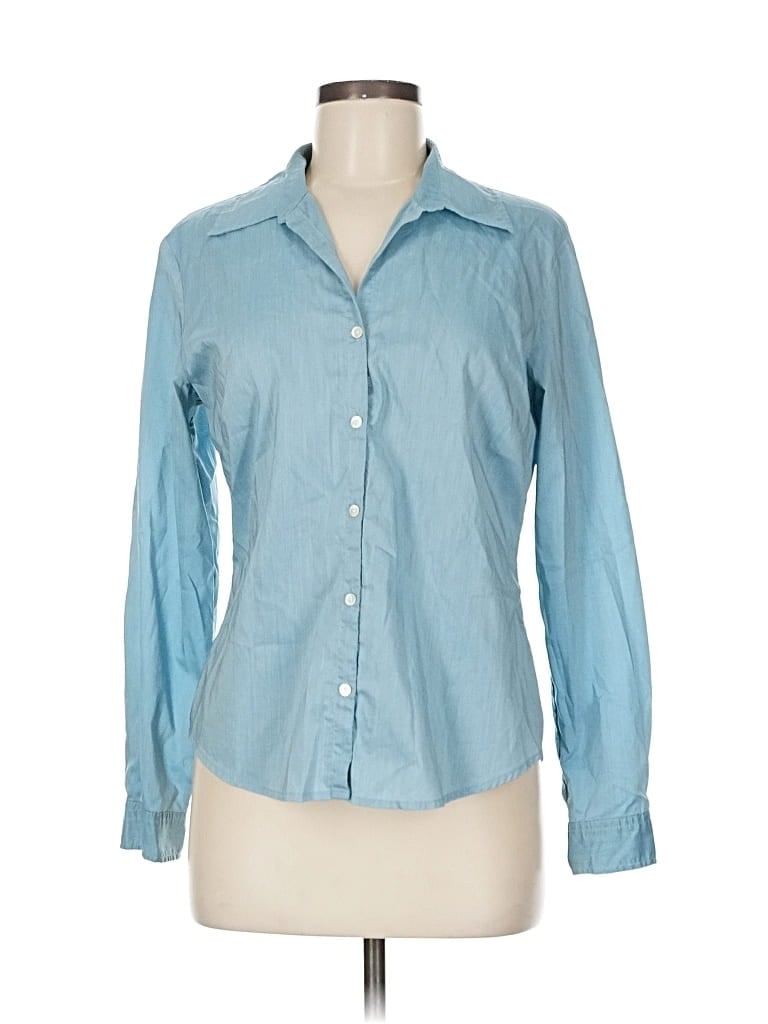Pre-owned Old Navy Long Sleeve Button Down Shirt In Blue