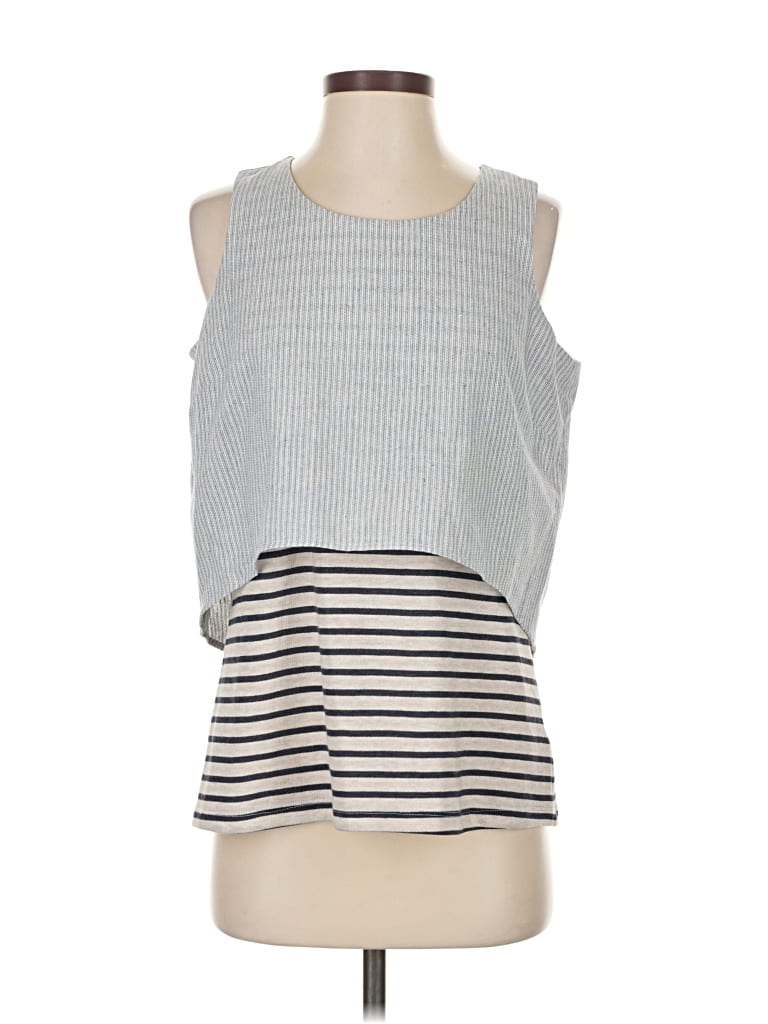 Pre-owned Neiman Marcus Sleeveless Top Gray Boatneck Tops