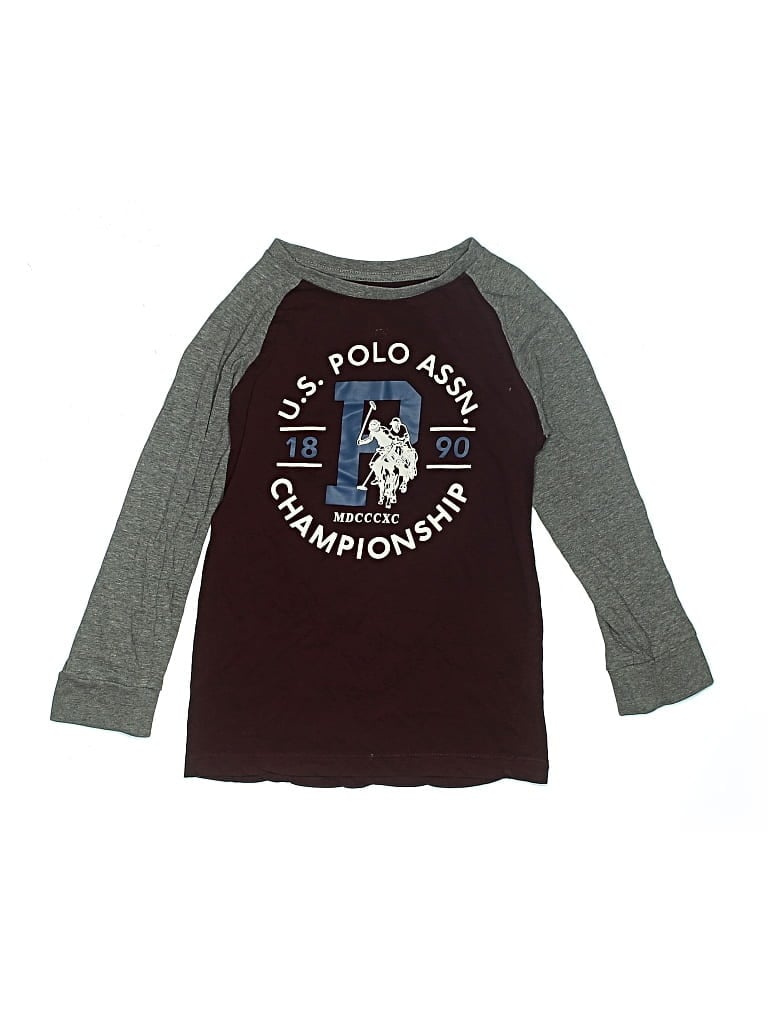 Pre-owned U.s. Polo Assn Kids' 3/4 Sleeve T-shirt In Burgundy