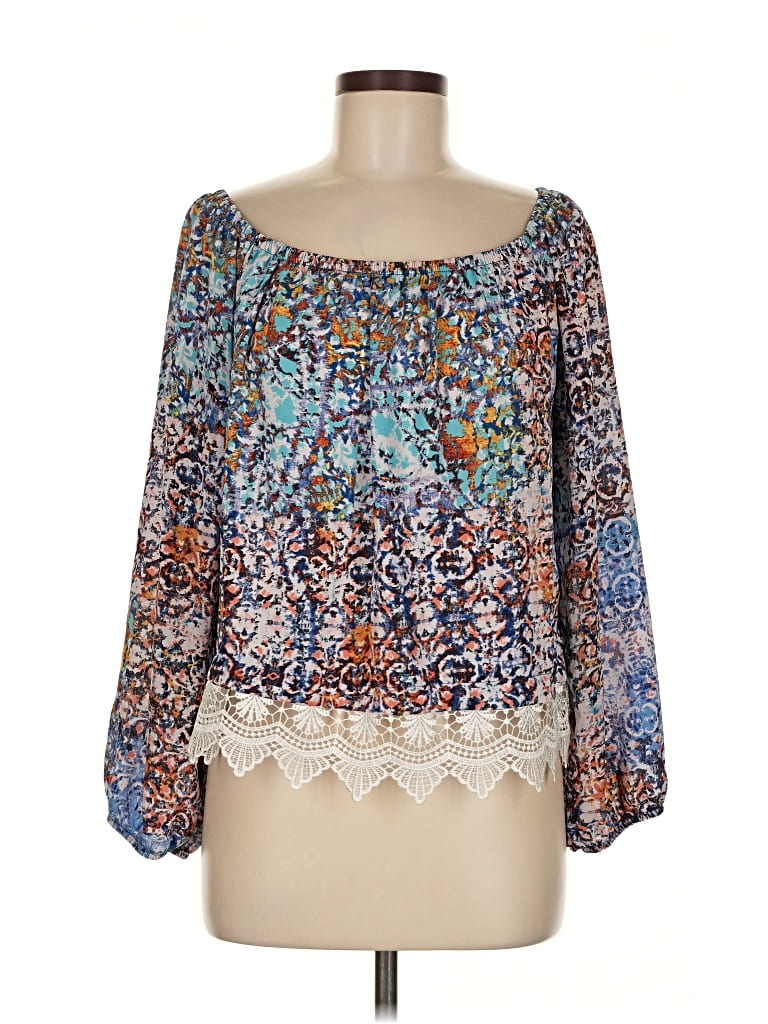 Pre-owned Aqua 3/4 Sleeve Blouse In Blue