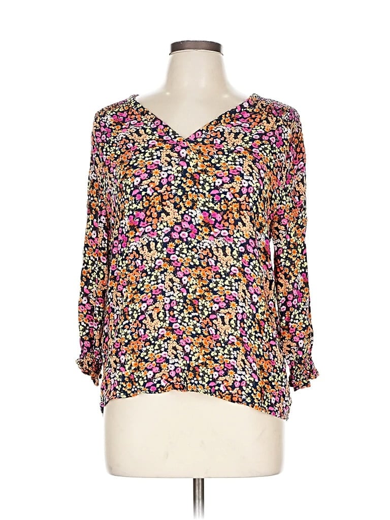 Pre-owned Cynthia Rowley Tjx 3/4 Sleeve Blouse In Purple