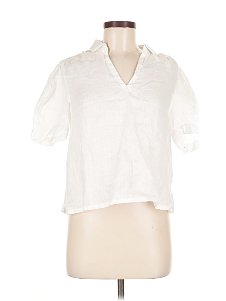 Pre-owned Cynthia Rowley Tjx Short Sleeve Blouse In White