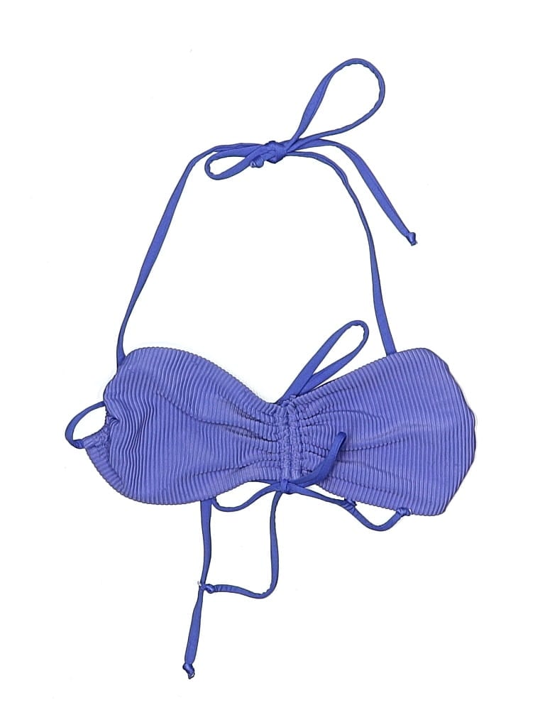 Pre-owned Frankies Bikinis Swimsuit Top Blue Swimwear