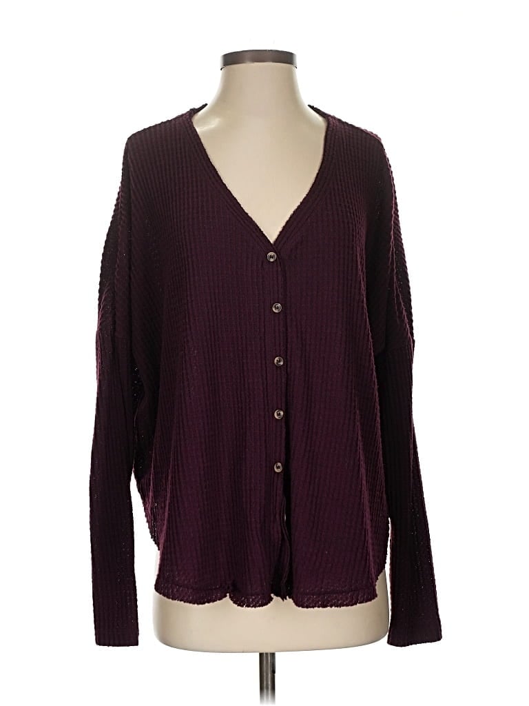 Pre-owned Out From Under Cardigan Sweater In Burgundy