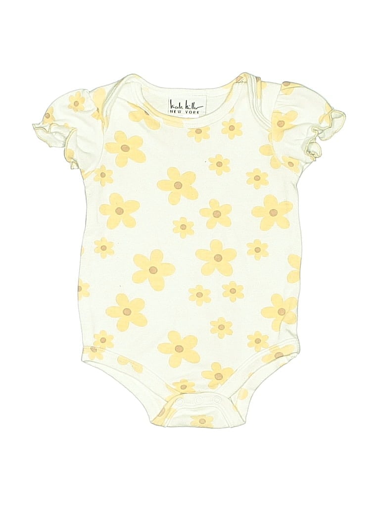 Pre-owned Nicole Miller Babies' Short Sleeve Onesie In Yellow