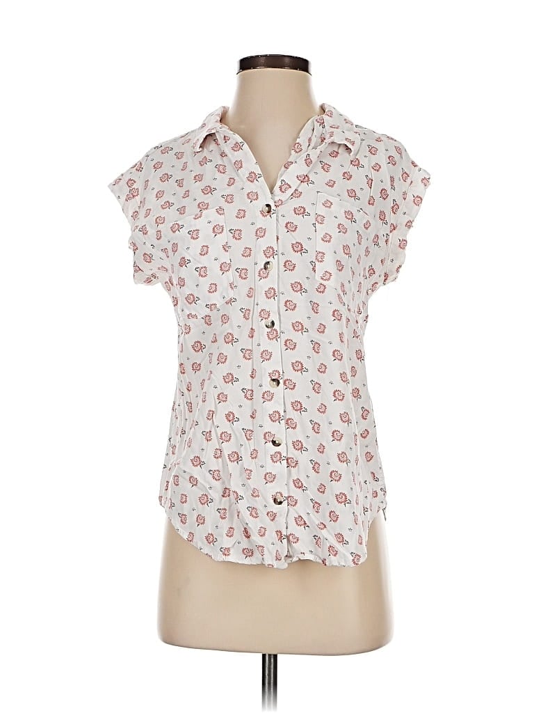 Pre-owned Jachs Girlfriend Short Sleeve Blouse In White