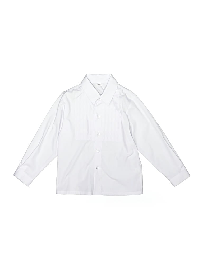 Pre-owned Unbranded Kids' Long Sleeve Button Down Shirt In White