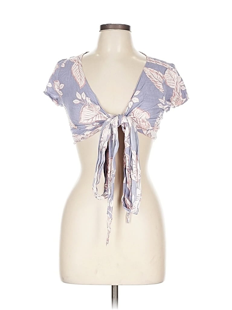 Pre-owned Fashion Nova Short Sleeve Blouse In Blue