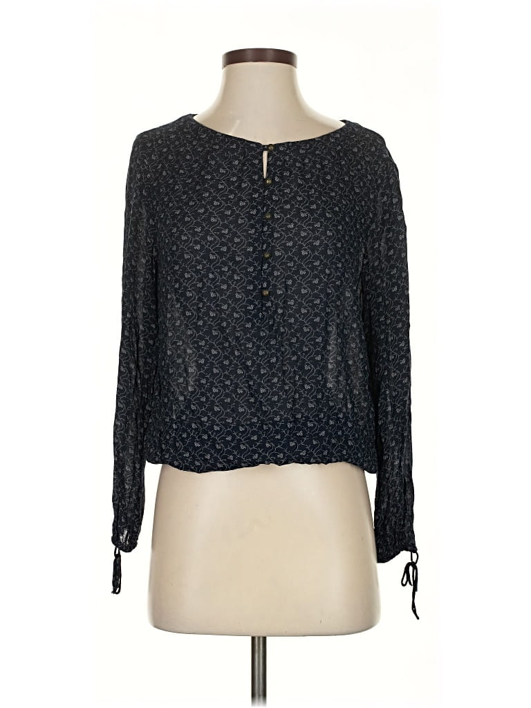 Pre-owned Lucky Brand Long Sleeve Blouse In Black