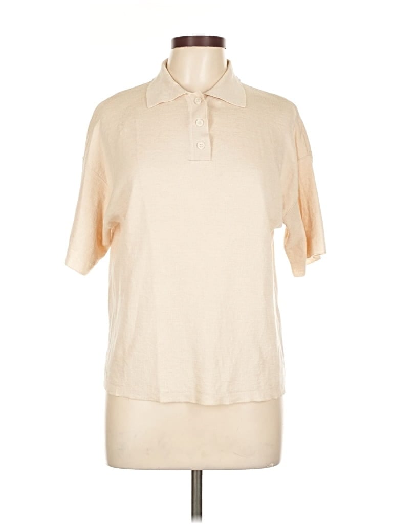 Pre-owned Mng Short Sleeve Blouse In Brown