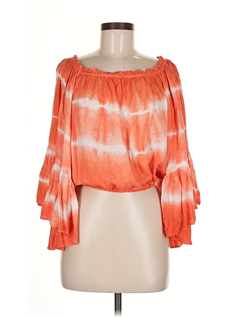 Pre-owned Elan 3/4 Sleeve Blouse In Orange