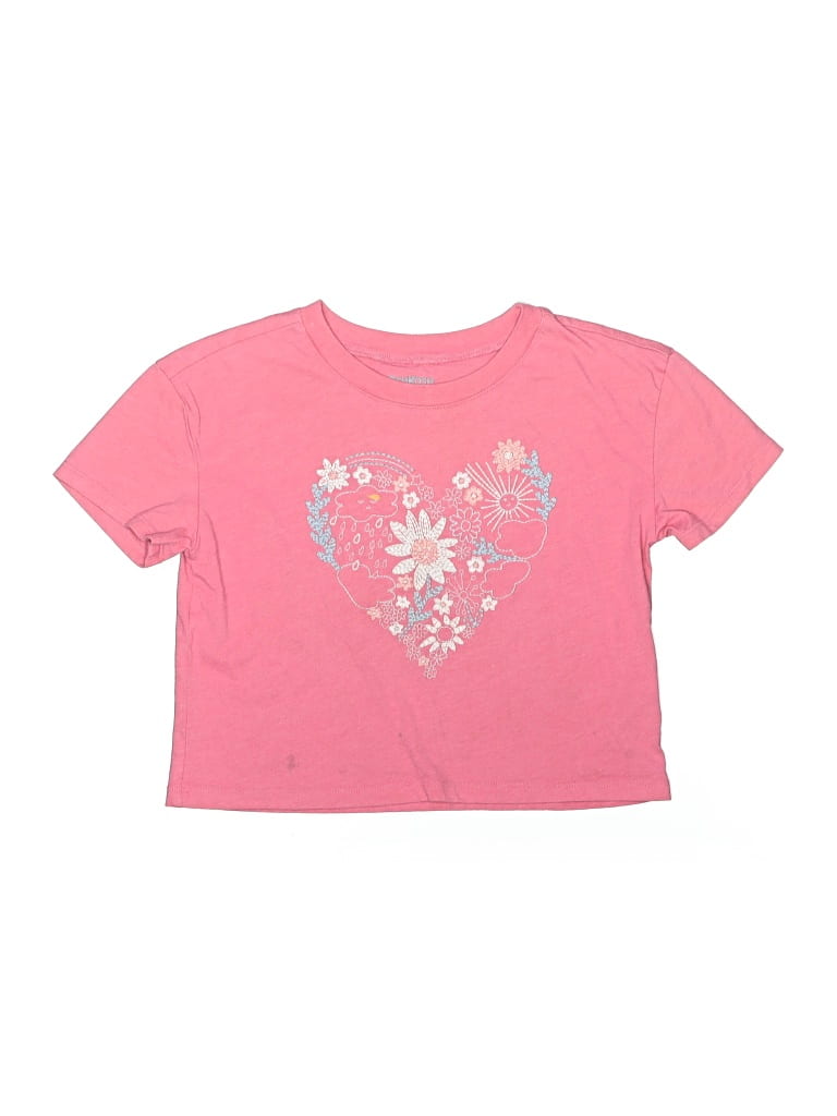Pre-owned Oshkosh B'gosh Kids' Short Sleeve Top Pink Sweetheart Neckline Tops