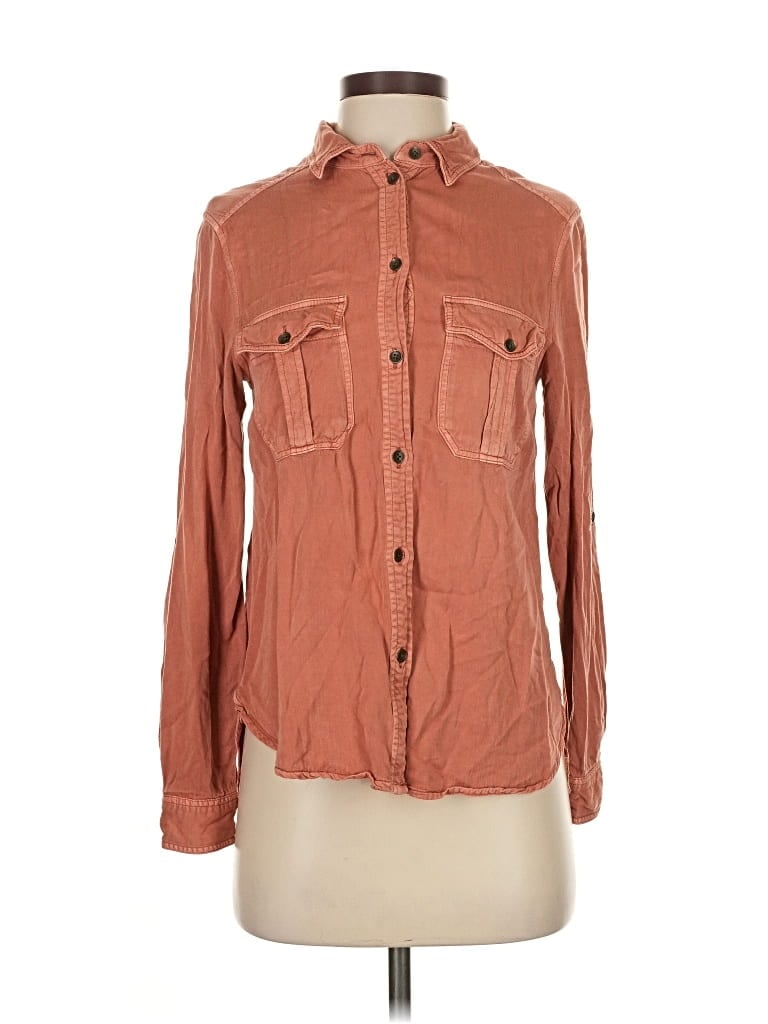 Pre-owned American Eagle Outfitters Long Sleeve Button Down Shirt In Orange