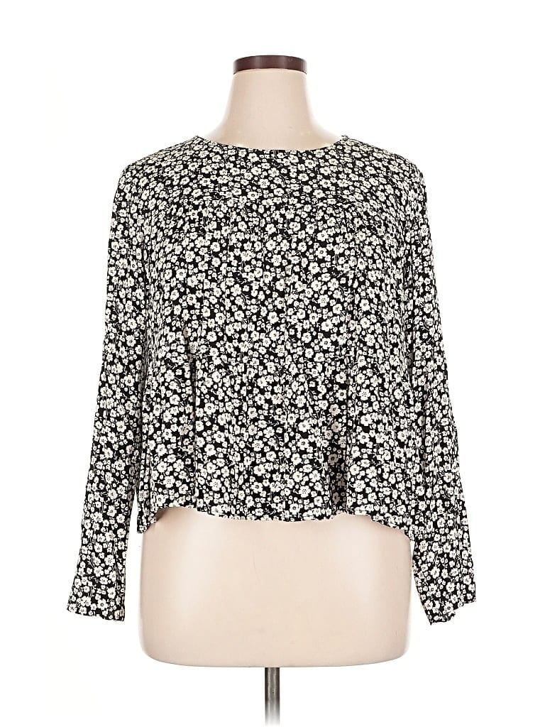 Pre-owned Gap Long Sleeve Blouse In Black