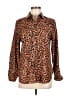 Chico's Animal Print Brown Long Sleeve Blouse Size Med (1) - photo 1