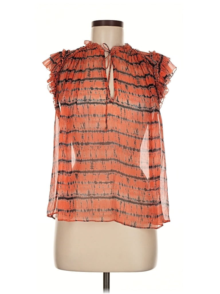 Pre-owned Ulla Johnson Sleeveless Silk Top Orange Ruffles Neckline Tops