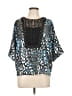 Elie Tahari Silver Blue Short Sleeve Blouse Size L - photo 1