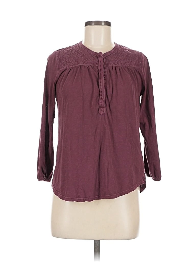 Pre-owned Lucky Brand Long Sleeve Henley Shirt In Burgundy