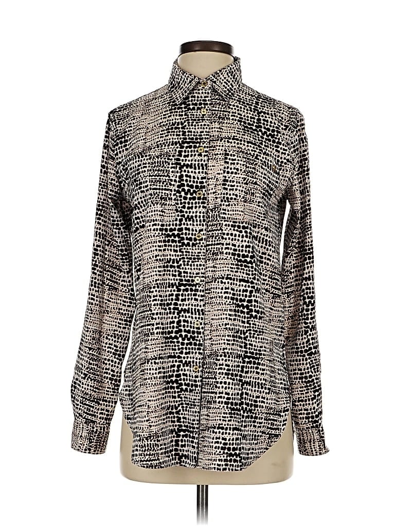 Pre-owned Calvin Klein Long Sleeve Blouse In Silver