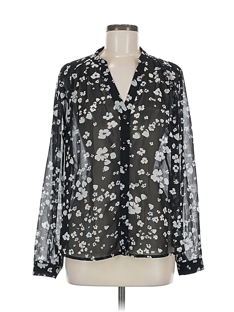 Pre-owned Cabi Long Sleeve Blouse In Black