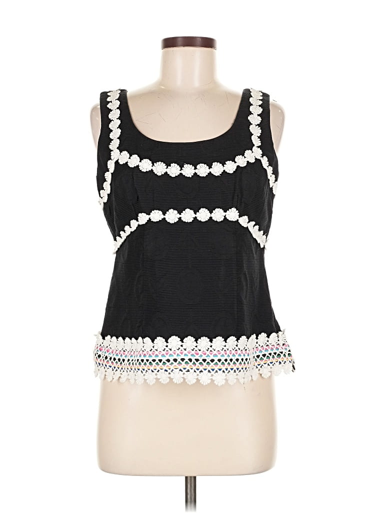 Pre-owned Anna Sui Sleeveless Top Black Square Neckline Tops