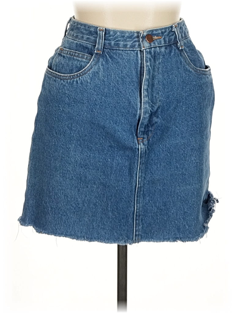 Pre-owned Lands' End Denim Skirt In Blue