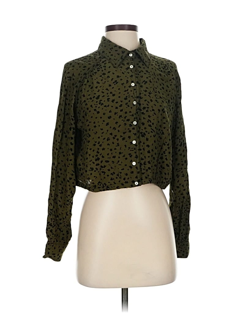 Pre-owned Free People Long Sleeve Blouse In Green
