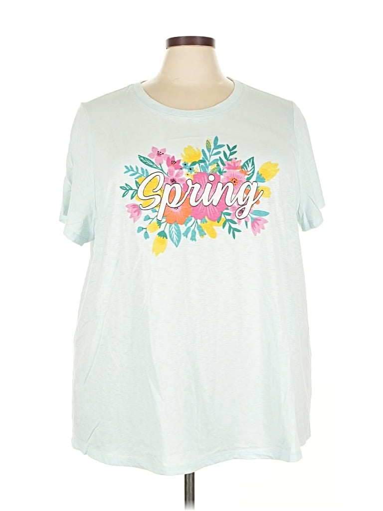 Pre-owned Lane Bryant Short Sleeve T-shirt In Blue