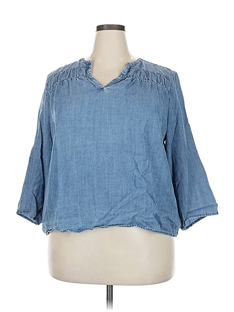 Pre-owned Splendid 3/4 Sleeve Blouse In Blue