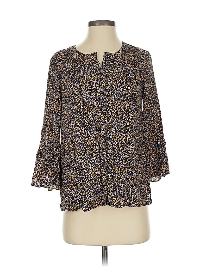 Pre-owned Maeve By Anthropologie 3/4 Sleeve Blouse In Blue