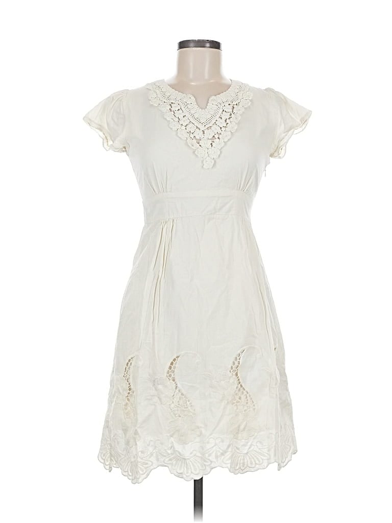 Pre-owned Solitaire Casual Dress In White