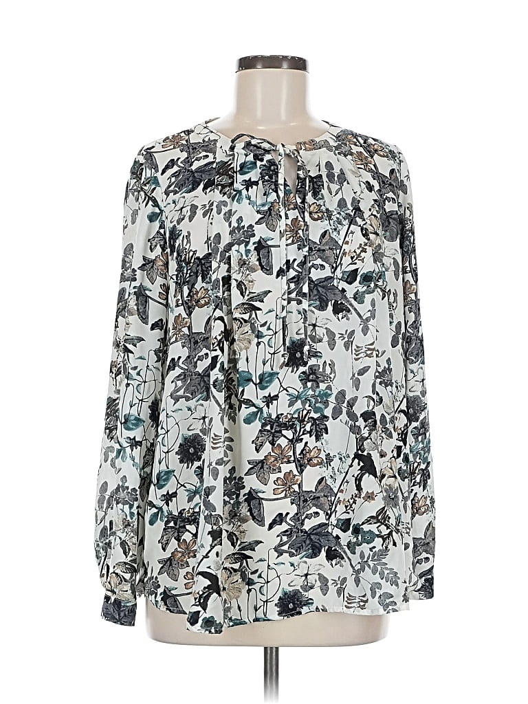 Pre-owned Pleione Long Sleeve Blouse In Silver