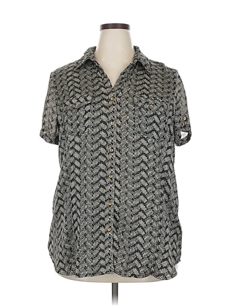 Pre-owned Dressbarn Short Sleeve Blouse In Gray